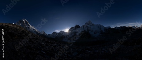 Blue Hour View of Mt. Everest Range from Kalapatthar. 