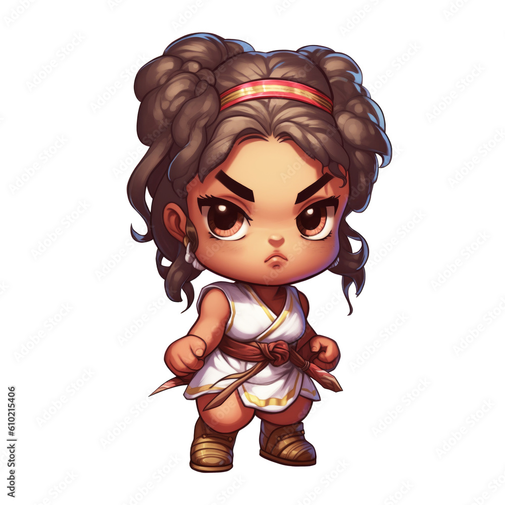 little chubby girl a fighter with angry face ai image generative
