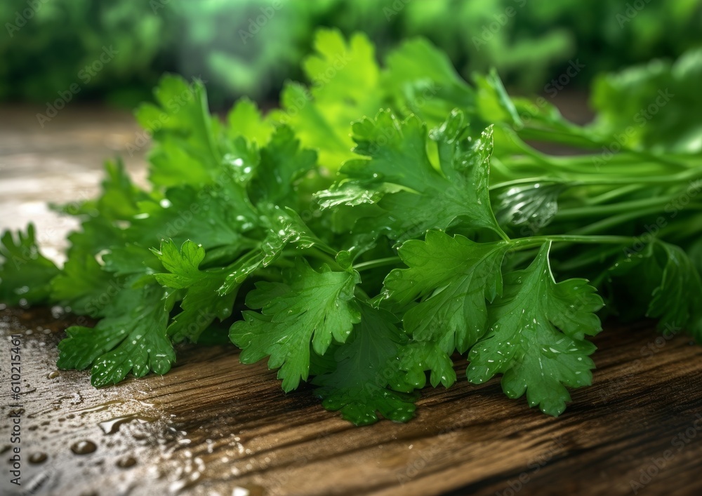 freshly harvested parsley up close, with visible stems and leaves freshly harvested parsley up close, with visible stems and leaves