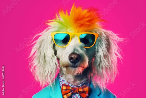 Dog style colorful hair. Generate Ai © nsit0108
