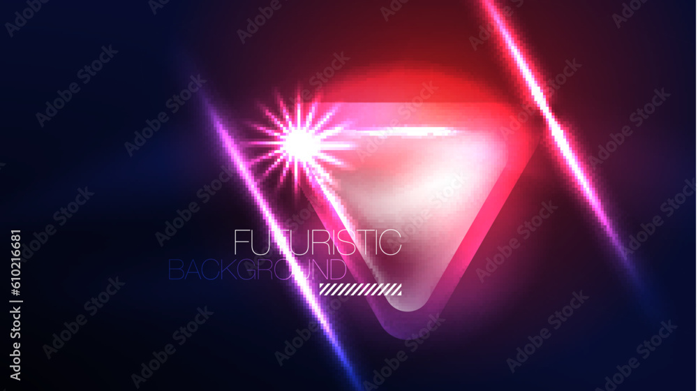 Techno neon triangles with light effects in the dark Techno neon triangles with light effects in the dark