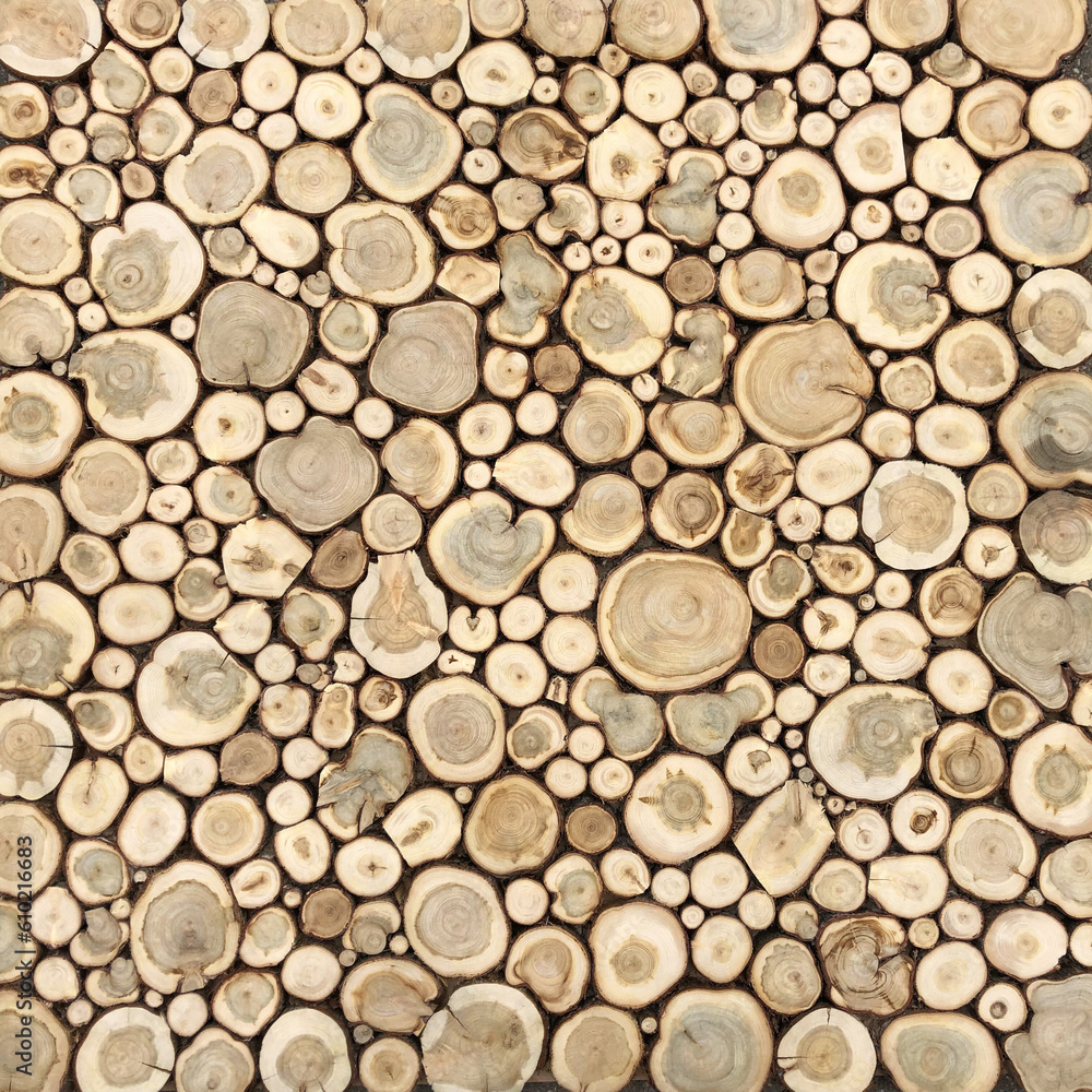 Tree stumps background. Cutting tree trunks placed together for interior decorate. Decoration of cutting tree Tree stumps background. Cutting tree trunks placed together for interior decorate. Decoration of cutting tree