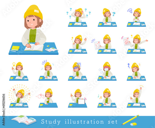 勉強に関するカジュアルファッション女性のセット