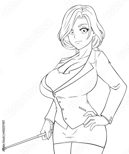 Hot Manga Teacher Line Art