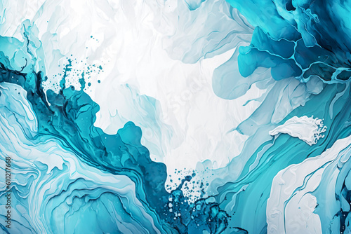 Abstract blue watercolor paint marble background , Ink colors are amazingly bright artwork watercolor , Generate Ai photo