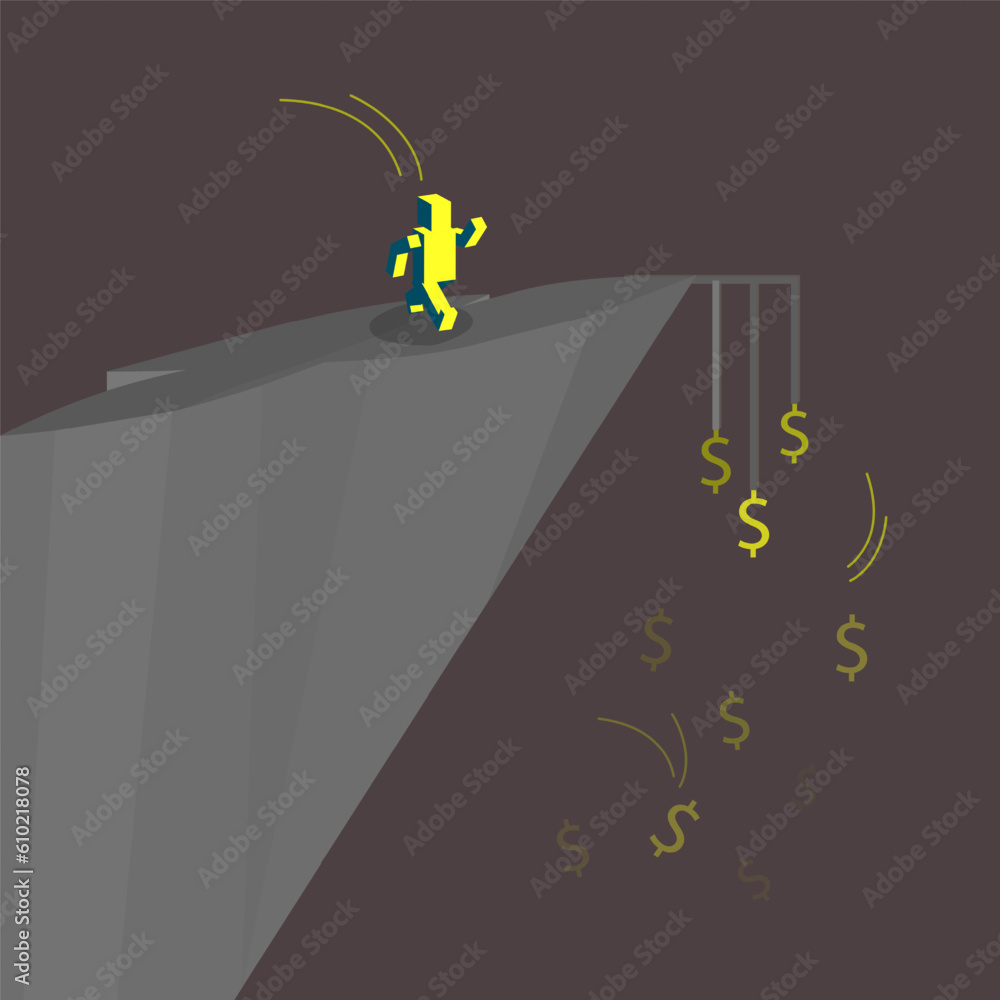 Making money risking, vector illustration, career building. Making money risking, vector illustration, career building.