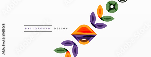 Colorful triangles and circles abstract background. Design for wallpaper, banner, background, landing page, wall art, invitation, prints, posters