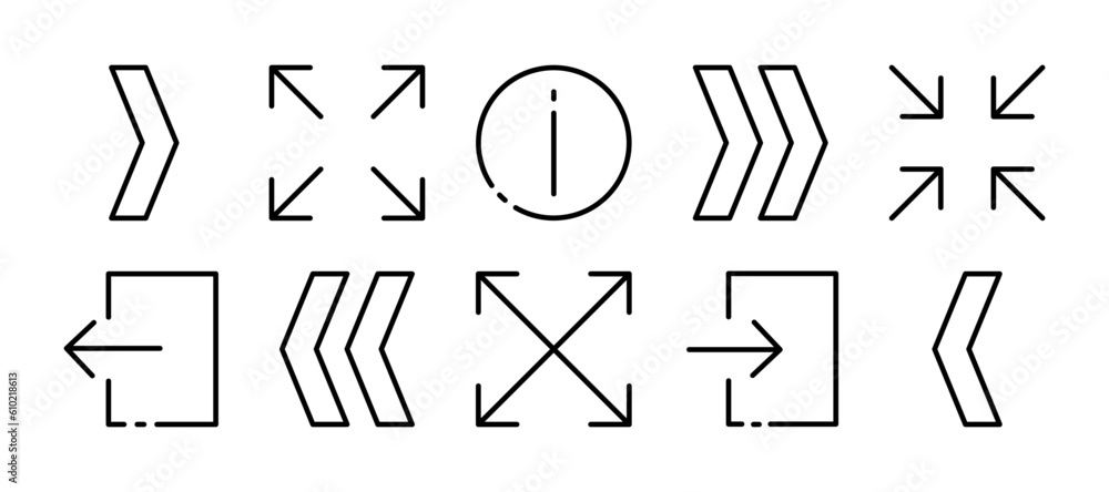 Manipulation buttons. Line icon, black, control buttons. Vector icons Manipulation buttons. Line icon, black, control buttons. Vector icons