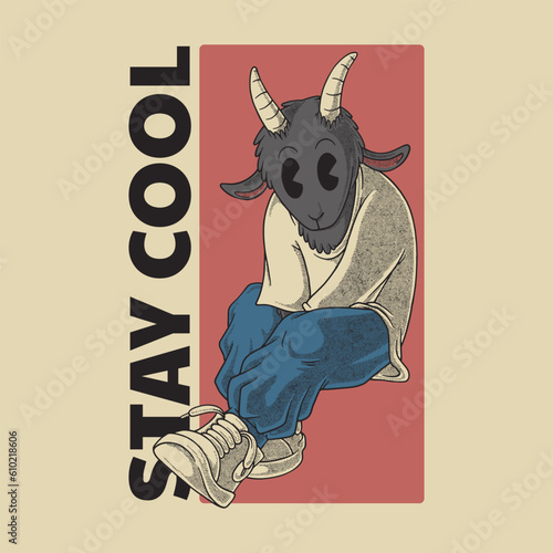 retro cartoon stylist sheep mascot