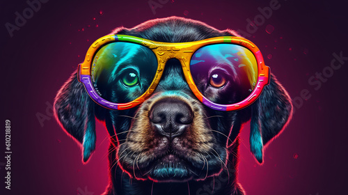 Dog with a colorful glasses © osama