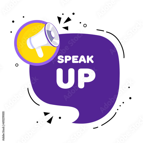 Speak up. Flat, purple, Speak up banner. Vector illustration.