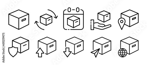 Parcels. Line icon, black, parcel icons. Vector icons.