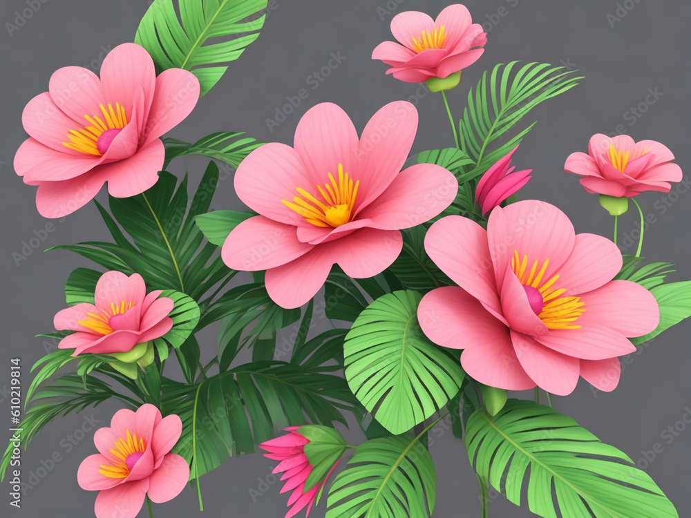 3D Flowers Realistic Tumbler Warp Pattern, AI Genarated Tools Illustrations