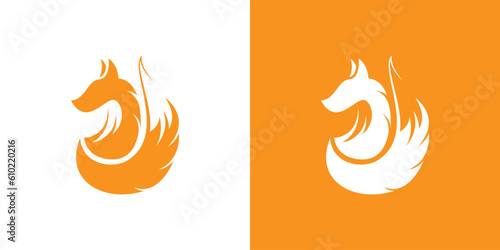 simple minimal fox logo design illustration
