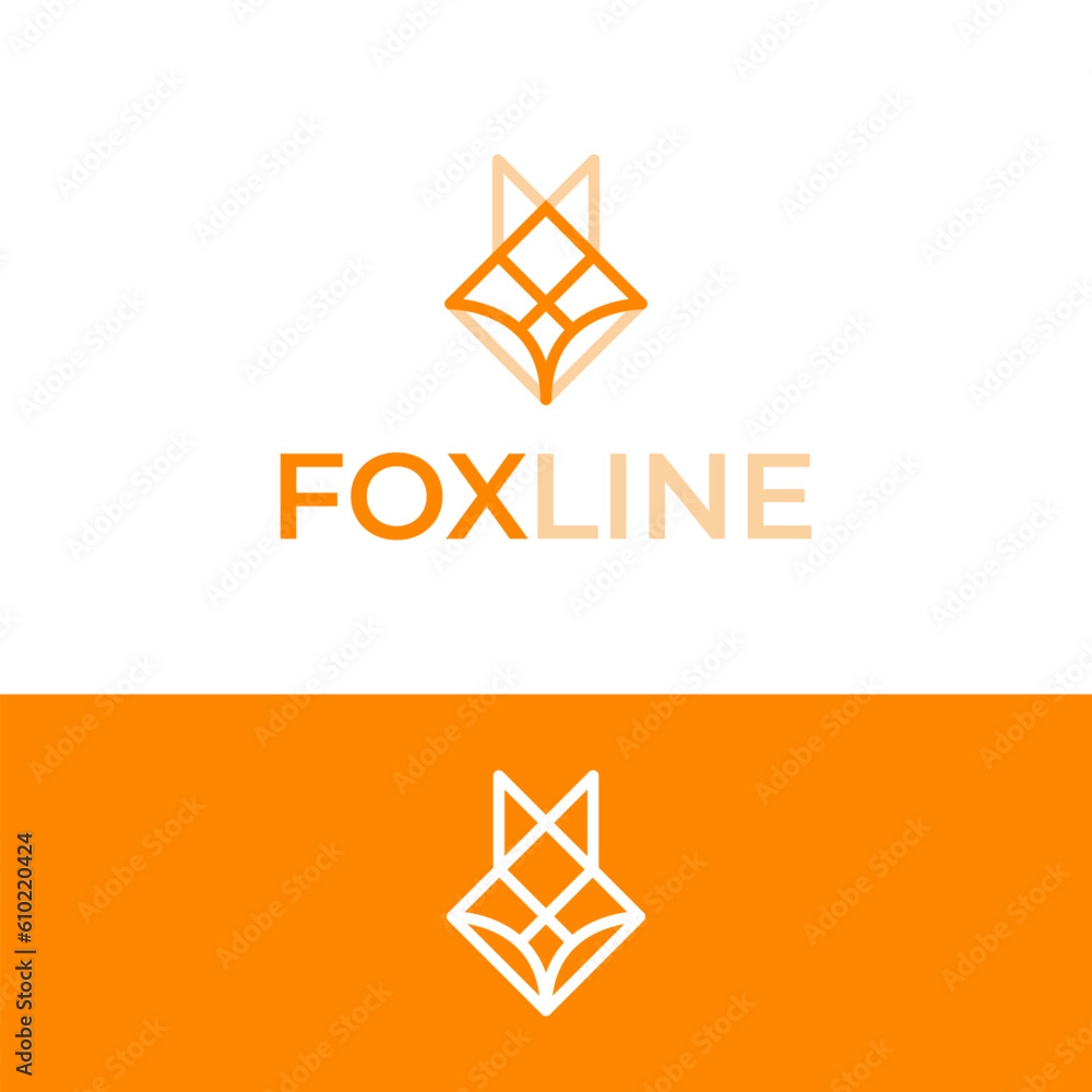 modern minimal fox head logo design with outline style modern minimal fox head logo design with outline style