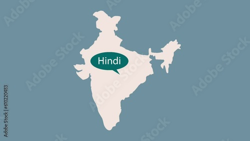Video of Indian map with official languages of Indian States in bubble speech