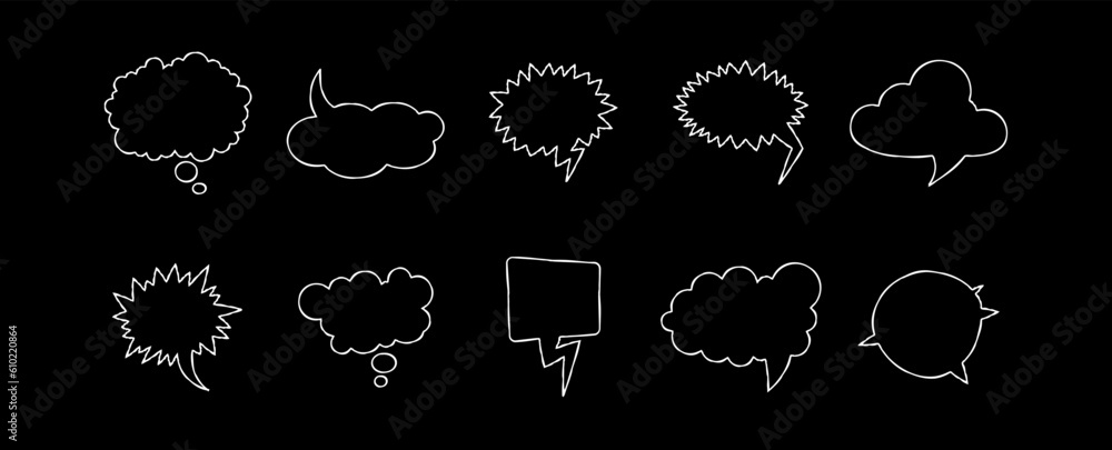 Fototapeta premium Hand Drawn Bubble Chat Doodle Vector Format. Our icons are perfect to your presentations, social media posts, infographics, websites, and more.