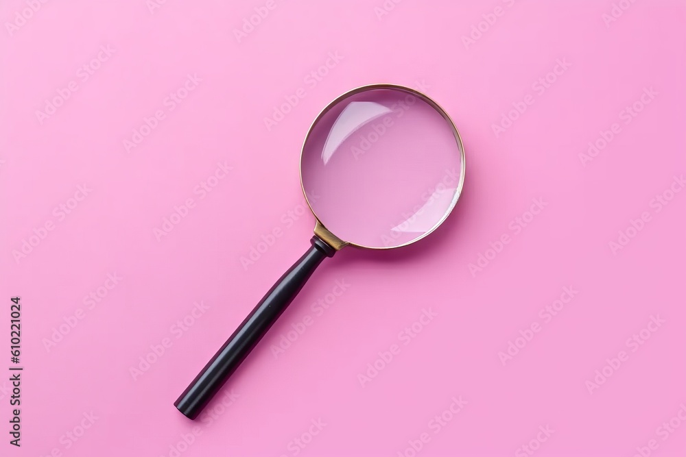magnifying glass over pink background magnifying glass over pink background