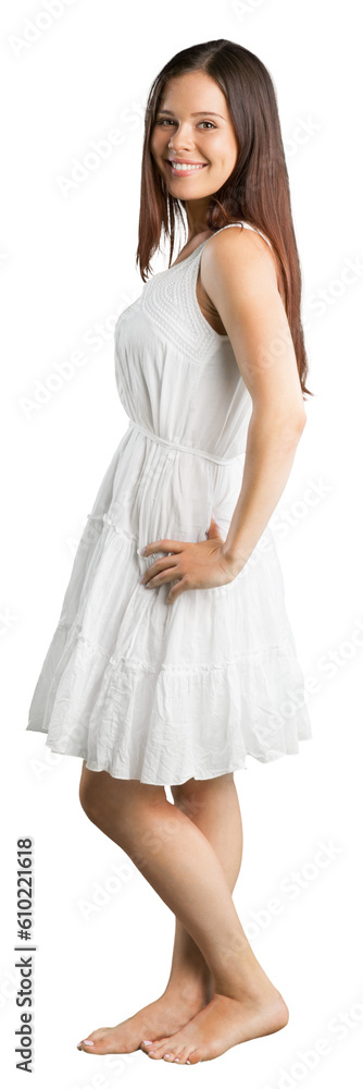 Smiling woman with white teeth looking for you Smiling woman with white teeth looking for you