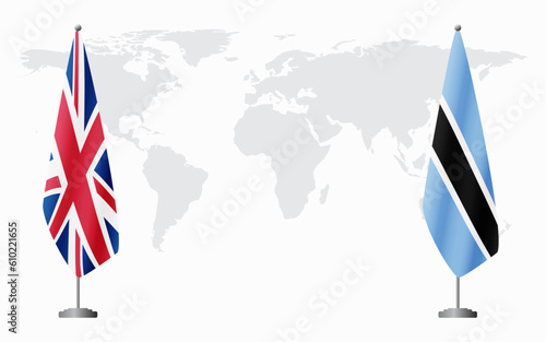 United Kingdom and Botswana flags for official meeting