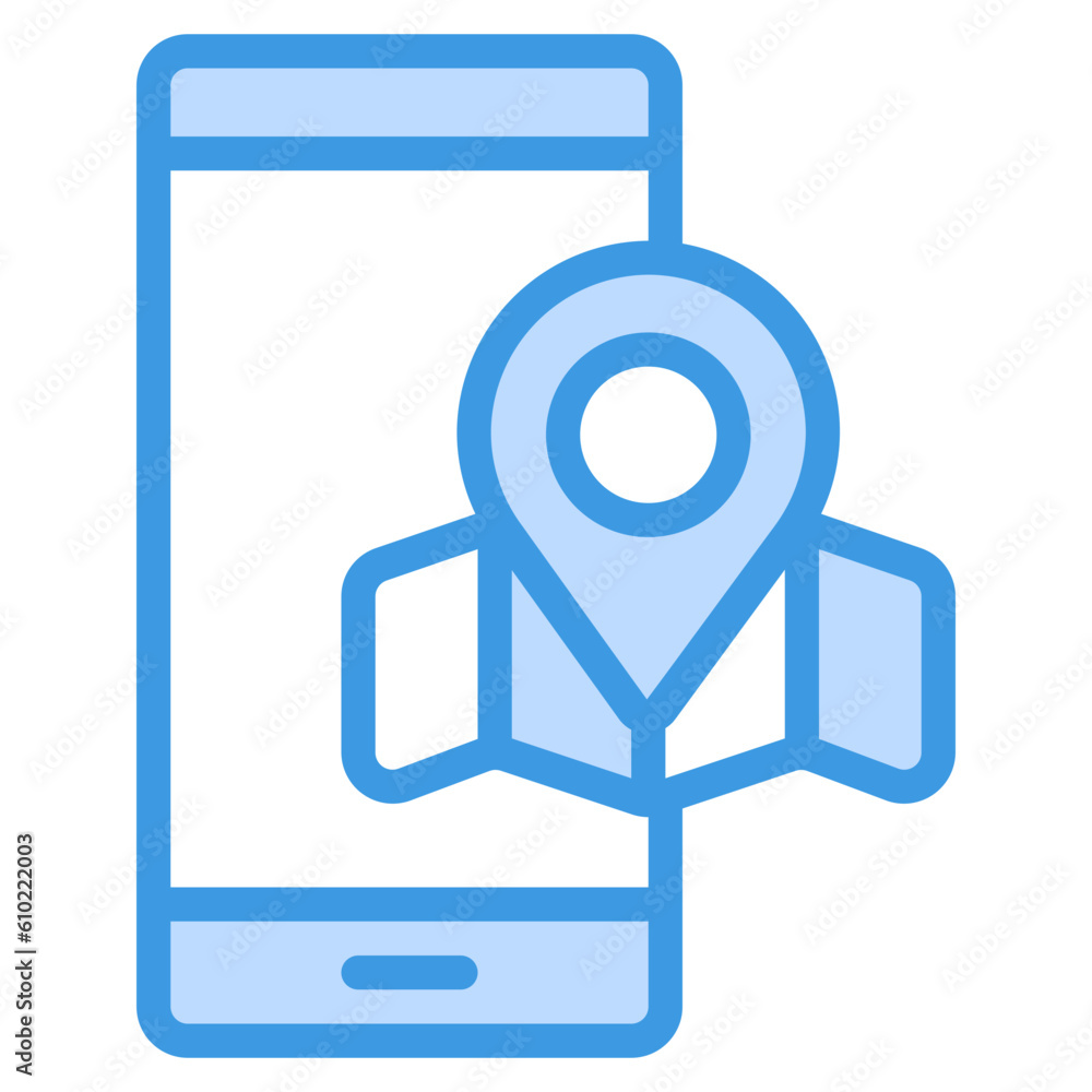 Maps smartphone blue line icon, use for website mobile app presentation Maps smartphone blue line icon, use for website mobile app presentation