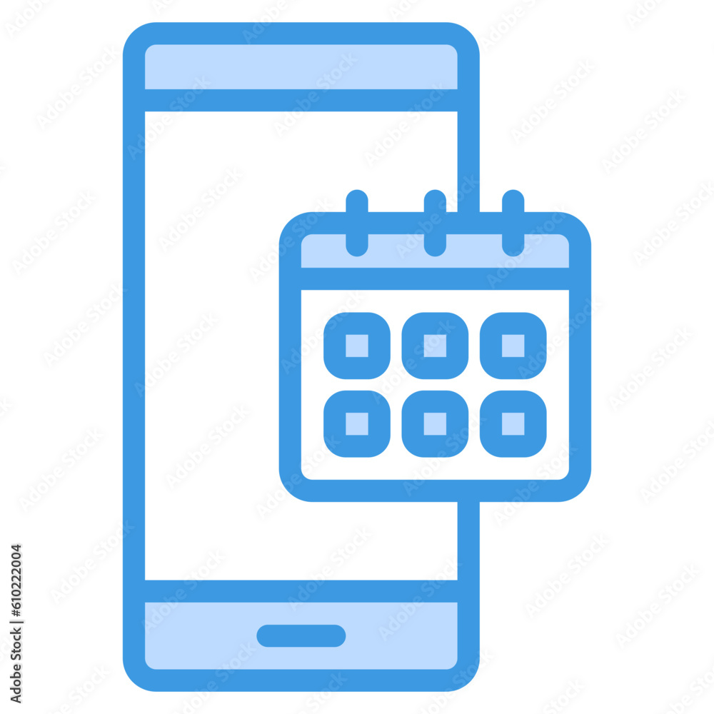 Calendar smartphone blue line icon, use for website mobile app presentation Calendar smartphone blue line icon, use for website mobile app presentation