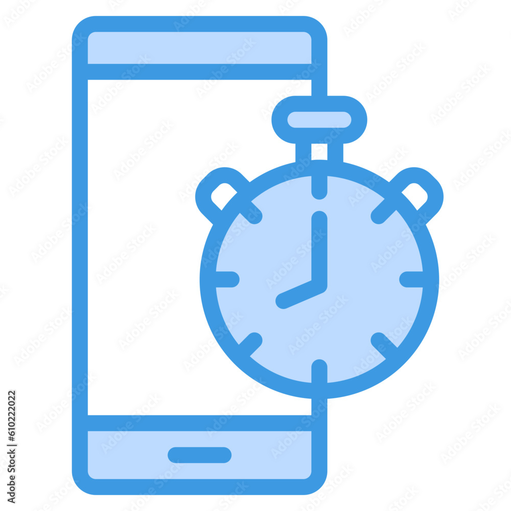 Alarm smartphone blue line icon, use for website mobile app presentation Alarm smartphone blue line icon, use for website mobile app presentation