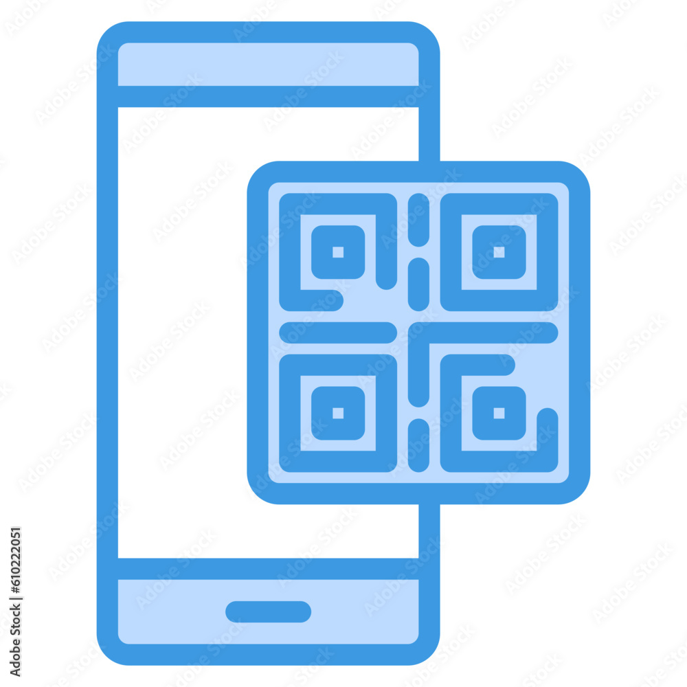 Qr code smartphone blue line icon, use for website mobile app presentation Qr code smartphone blue line icon, use for website mobile app presentation