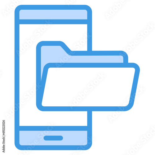 Folder smartphone blue line icon, use for website mobile app presentation