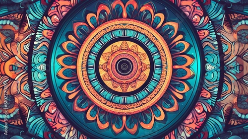 background with mandala art flowers, abstract colorful design art