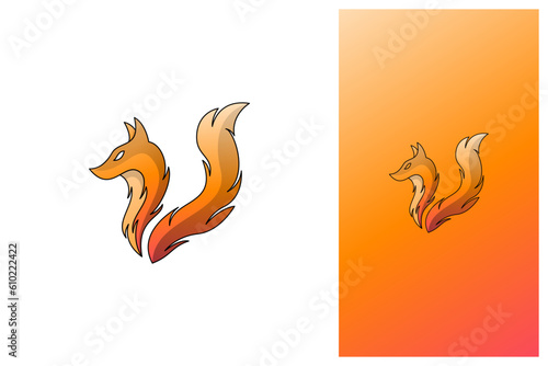 simple minimal modern outlined fox logo design illustration with gradient color