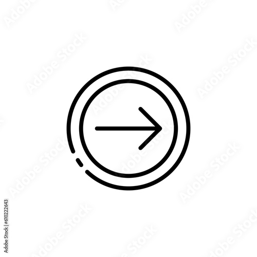Right. Line icon, black, right button. Vector icon.