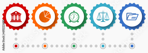 Education vector icons, school flat design web badges collection, business infographic template