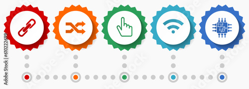 Web and internet vector icon set, technology flat design web badges collection, business infographic template