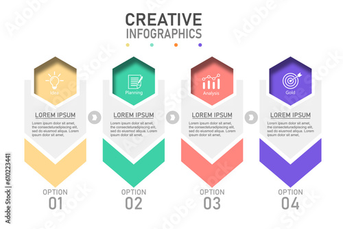 infographic design template vector illustration with icons and 6 options or steps.can be used for presentation process,layout,banner,data graph,presentation Creative Infographic
