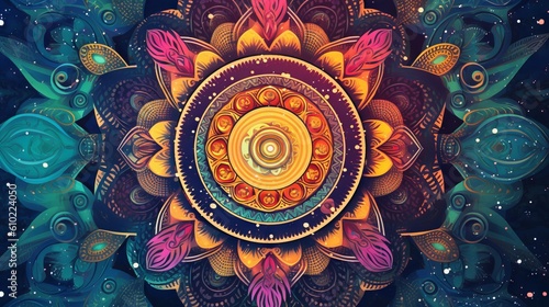 background with mandala art flowers, abstract colorful design art