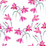 Watercolor Zephyranthes seamless pattern. Floral digital paper