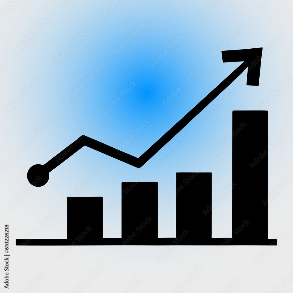 Business graph icon on blue background. Vector illustration Business graph icon on blue background. Vector illustration