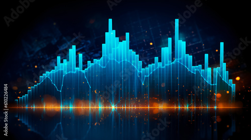 Blue digital economic diagram, stock and finance concept