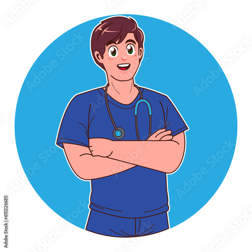 male nurse, nurse cartoon illustration