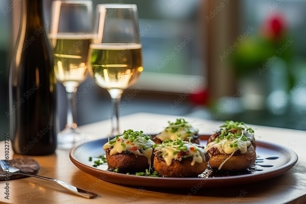 roasted lamb chops with potatoes with wine glasses roasted lamb chops with potatoes with wine glasses
