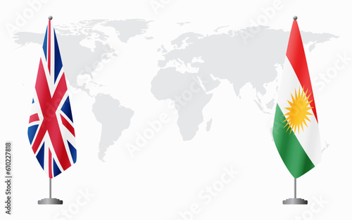 Foto United Kingdom and Kurdistan flags for official meeting
