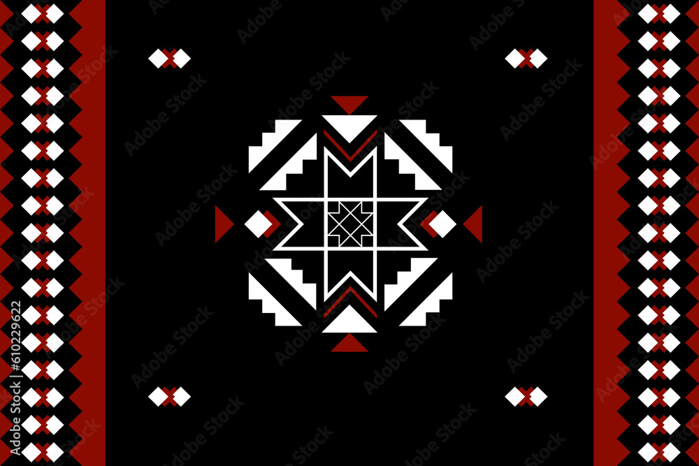 Slavic motif geometric ethnic seamless pattern. Native Russian, Polish, Hungarian, Serbian style. Design for clothing, carpet, fabric, wallpaper, home decor, textile, texture, throw pillows, wrapping. - obrazy, fototapety, plakaty 
