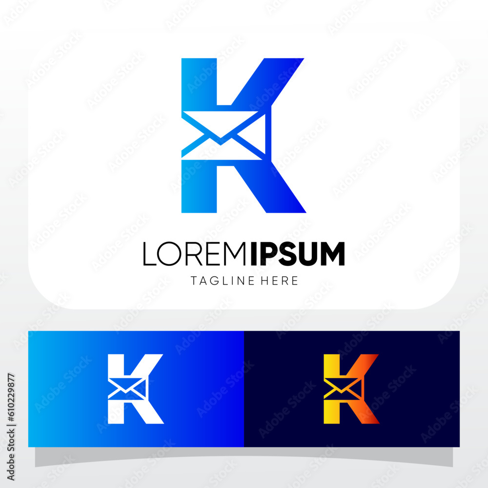 Letter K Initial Email Message Logo Design Vector Icon Graphic Emblem Illustration Letter K Initial Email Message Logo Design Vector Icon Graphic Emblem Illustration
