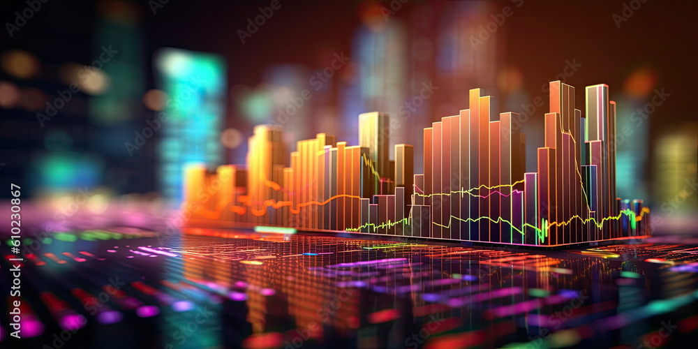 Financial 3D charts. Generative AI
