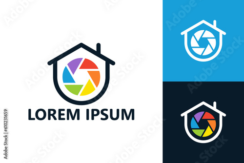 Camera house logo template design vector