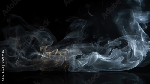 smoke isolated on black background. AI generated