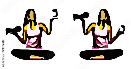Collection of vector illustration, Libra woman. On a white background. To create animation.