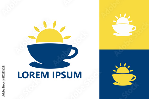 Morning sun coffee logo template design vector