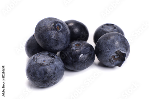 Ripe blueberry isolated on white, healthy food, diet concept